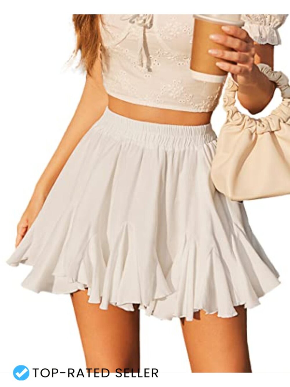 Pleated Mini Skirt A-Line Ruffle Flowy Tennis Rave Outfit 100% Polyester
